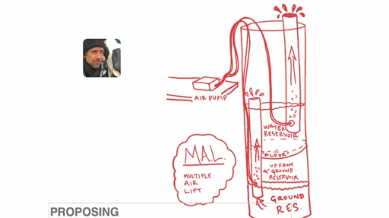 Ilustrasi dari salah satu orang yang menyumbangkan gagasan tentang mesin hidroponik vertikal bagi proyek kolaboratif yang dibangun oleh Riley. (Sumber: